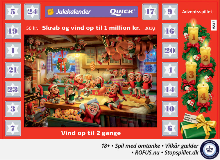 Den klassiske skrabekalender fra Danske Spil - historien her handler om den lidt større udgave.